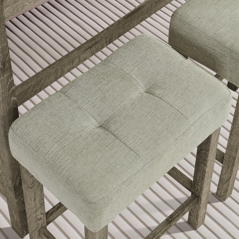 Ensemble de table de salle à manger à 4 pieds pour 3 personnes avec tabourets capitonnés, Brun, Beige
