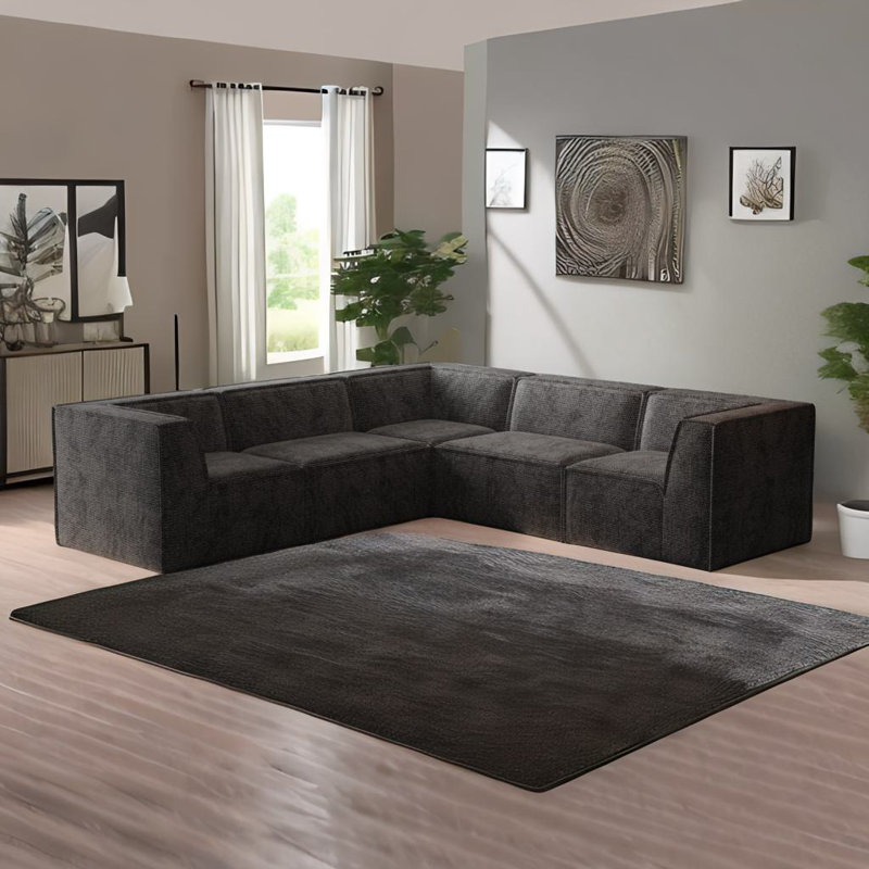 Modular L Shaped Sectional Sofa, Black