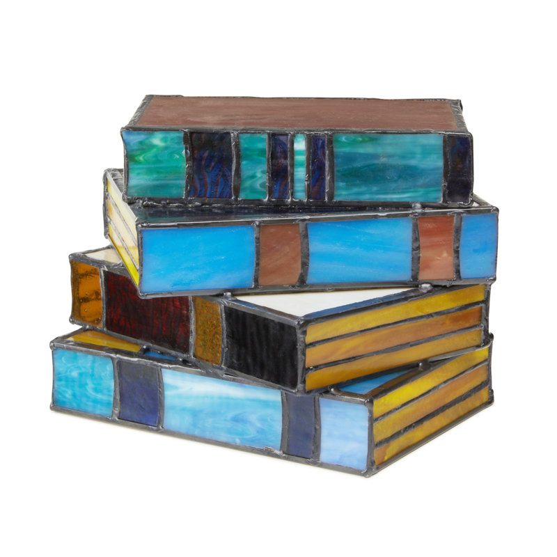 Latonna 5.75"H Multi-Coloured Book Stack Stained Glass Accent Lamp