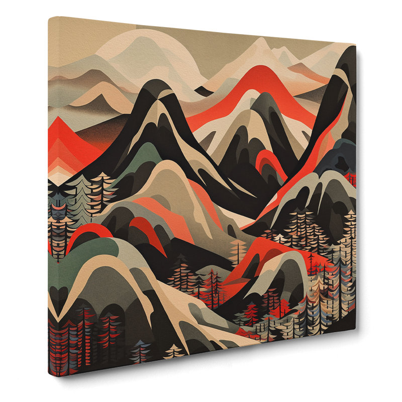Japanese Mountains Constructivism - Wrapped Canvas, 35cm H x 35cm W x 3cm D