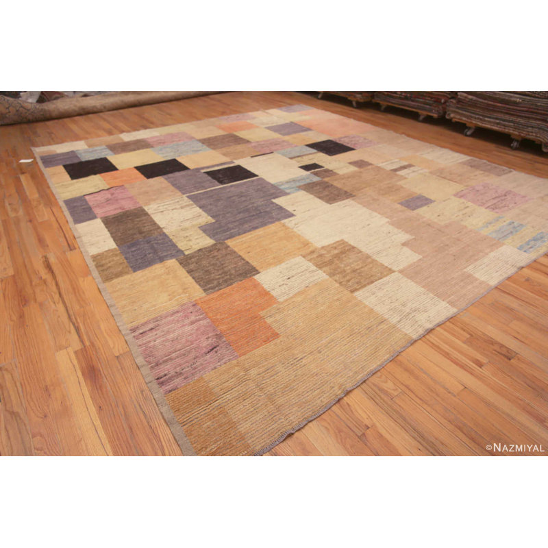 Tapis à motif géométrique moderne et coloré éclectique One-of-a-Kind