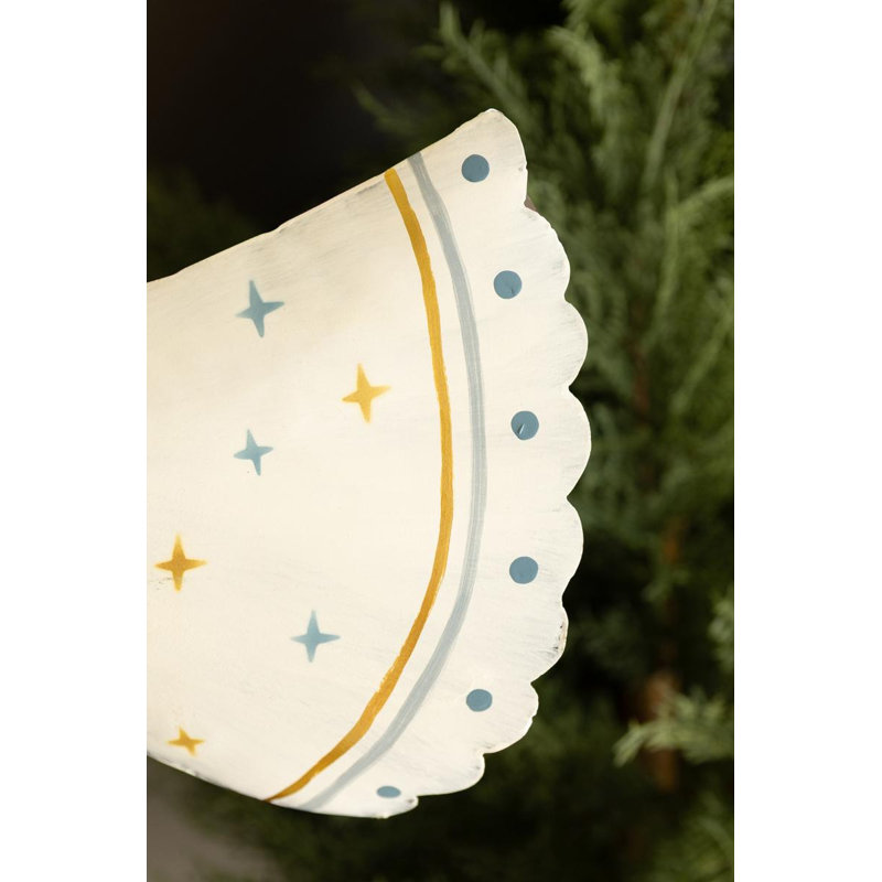 Ensemble de deux anges de Noël en métal peints sur des supports
