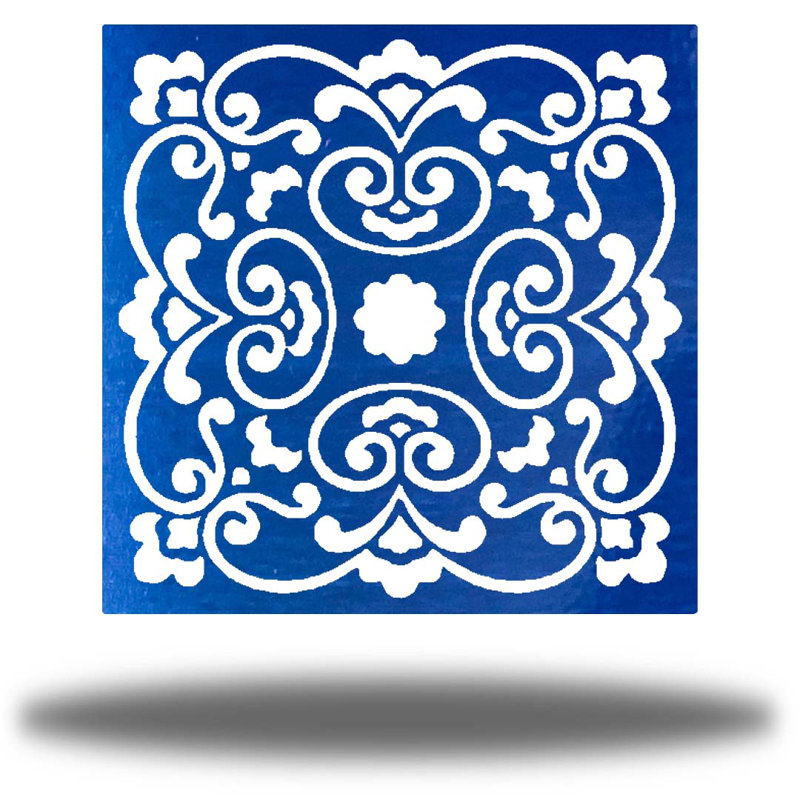 Décoration murale mandala tranquille, H 36 po x l 36 po x P 0,06 po, Bleu