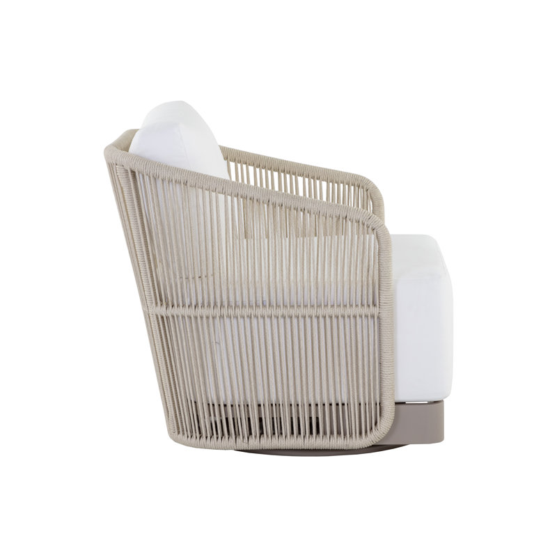 Allariz Outdoor Swivel Lounge Chair, Stinson White, Beige