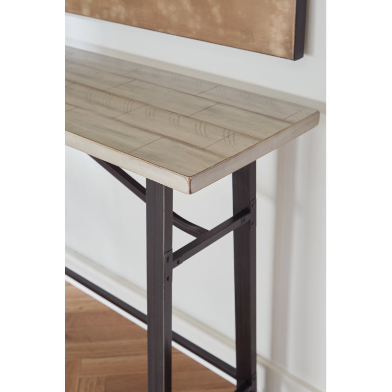 Beige and Black Wood Farmhouse Counter Height Table
