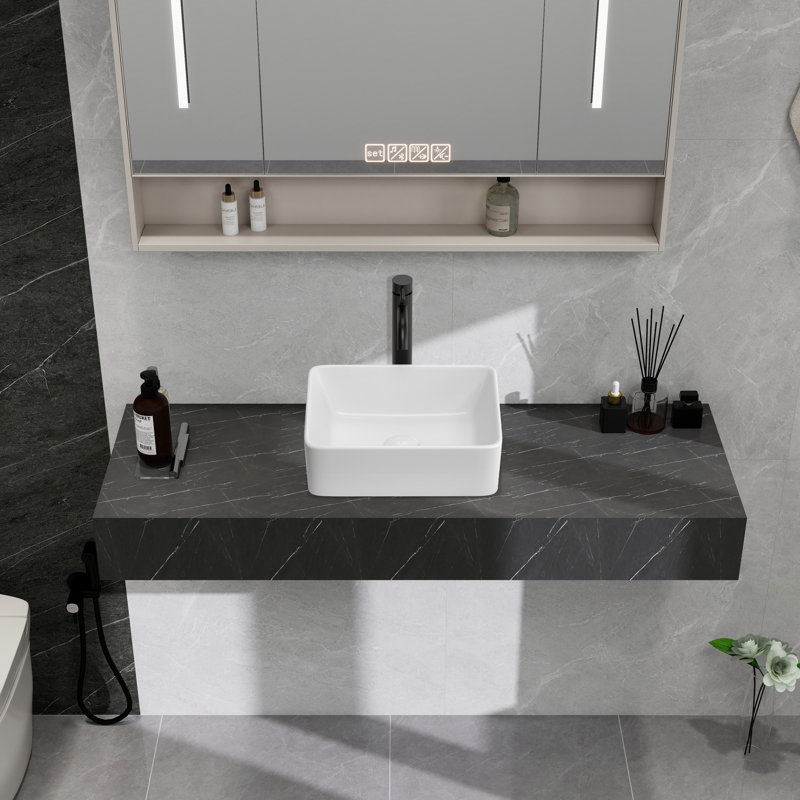 15.75"×11.81" Bathroom Sink Ceramic Rectangular Vessel Sink