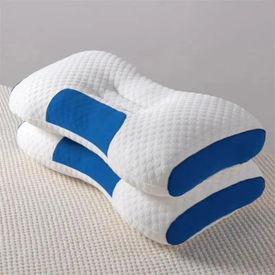 Ensemble de 2 oreillers de massage pour le cou en tricot de massage - Coussin ergonomique de soutien cervical avec housse amovible, contour réglable pour la maison, le bureau et les voyages