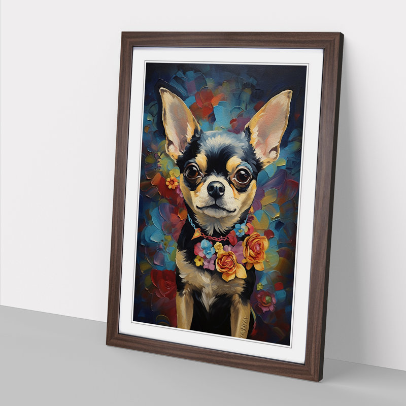 Chihuahua Contemporary - Single Picture Frame Print on Wood, Walnut, 34cm H x 25cm W x 2cm D
