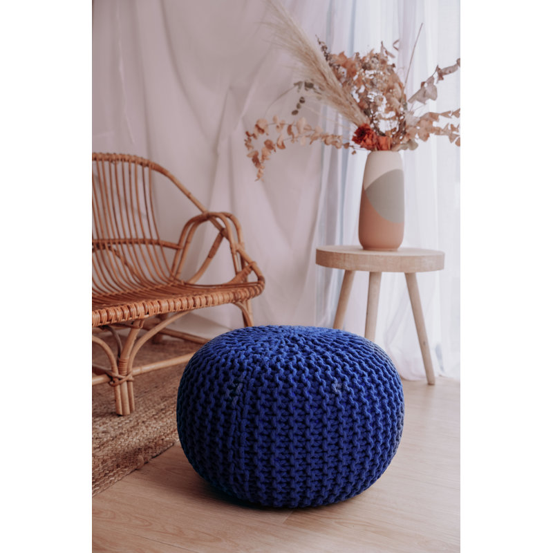 Cattaraugus Upholstered Outdoor Ottoman, Blue
