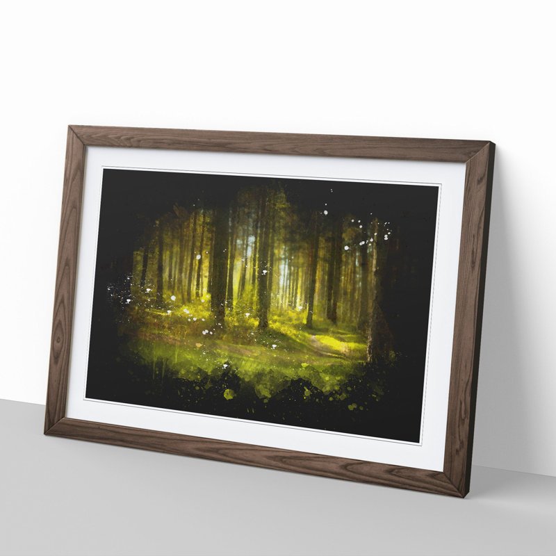 Green Forest Vol.4 - Picture Frame Graphic Art, 27cm H x 36cm W x 2cm D, Walnut Framed