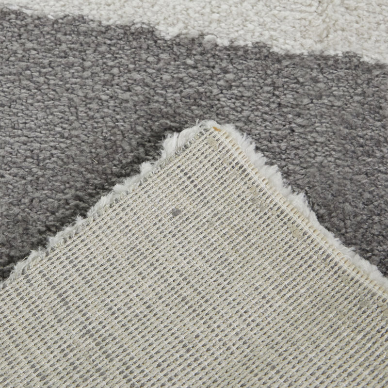 Rectangle Luey Abstract Machine Woven Recycled P.E.T. Area Rug in Gray/Beige, Rectangle 7'10" x 10'