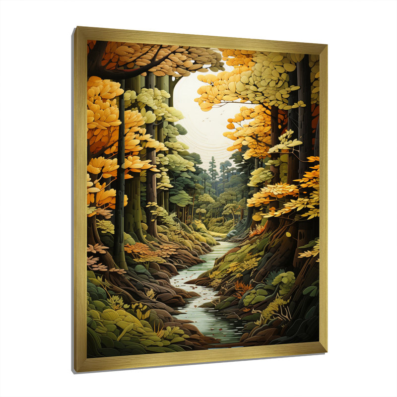 «Bold Enchanted Forest Captures I», reproductions d'art mural paysage et nature, H 32 po x l 16 po x P 1 po, Encadrement doré