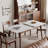 Walnut solid oak and white slate round corner diagonal leg telescopic table 1.2-1.5m, for 6-8 people to meet Dining table wood 