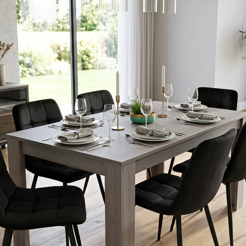 6 -Person Dining Set, Black