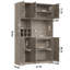 Garde-manger autonome 70,9 po avec tablette à micro-ondes Hempel, armoire de rangement en bois avec support à vin amovible, gris délavé-2077835316