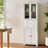 White Multipurpose Pantry With Shelves And Glass Doors - 11.8" Wide, 23.6" Deep, 67" High, For Various Storage Purposes 67 Inch Tall Cabinet Kitchen Bathroom Featuring Two Doors, Drawers, Adjustable