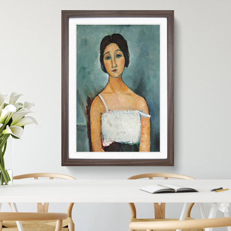 Christina by Amedeo Modigliani - Picture Frame Painting, Walnut Framed, 48cm H x 36cm W x 2cm D