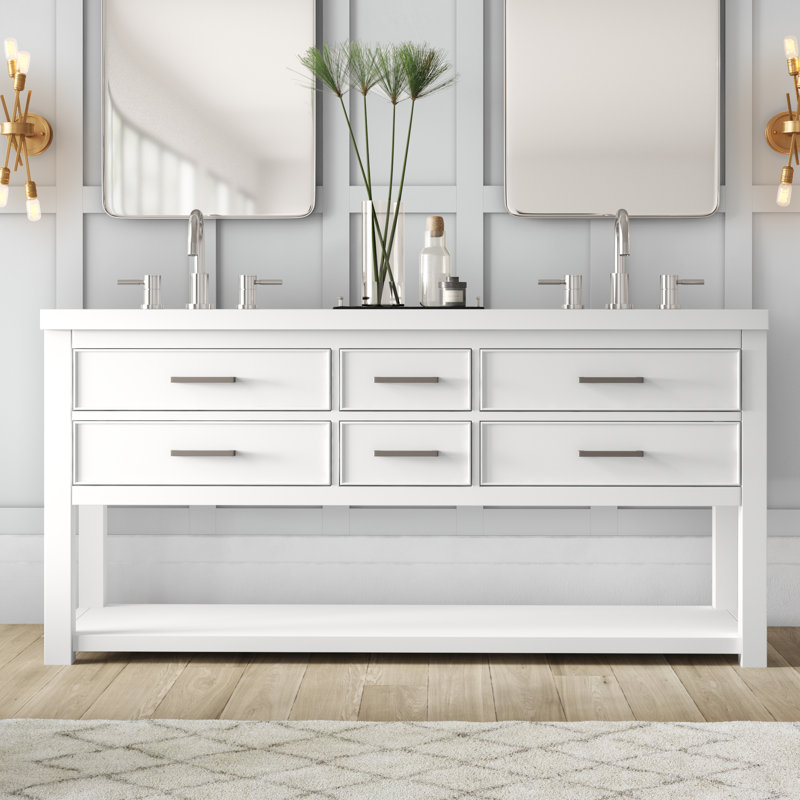 Base de meuble-lavabo double 60 po Brooks, Gris givré