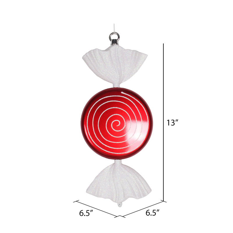 Ornement 13 "bonbon scintillant, Rouge / Blanc