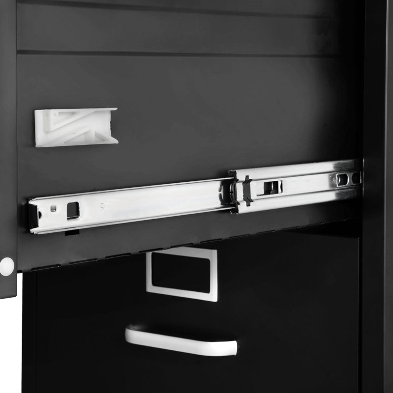 4 Drawer File Cabinet With Lock, Metal Vertical Filing Storage Cabinets For Home Office, Heavy-Duty Cabinet With Detachable Hanging Rod