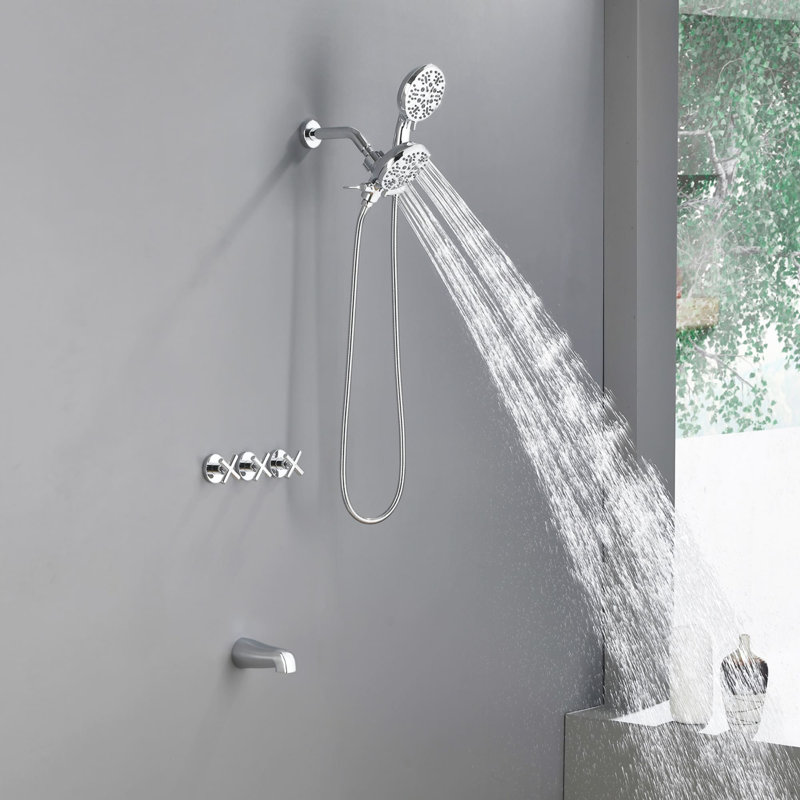 Robinet de baignoire et de douche avec valve brute, Chrome poli
