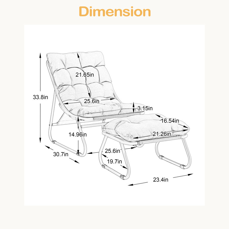 Méridienne de patio avec repose-pieds, fauteuil inclinable confortable avec coussin gonflable et repose-pieds, idéale pour le salon
