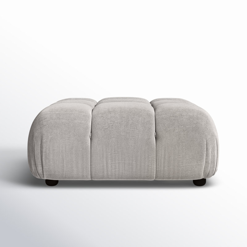 Reva Upholstered Ottoman, Pebble Gray Corduroy