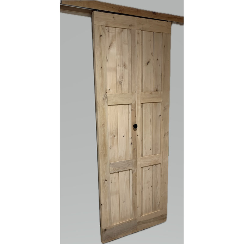 Porte pliante en bois d'aulne 32 po x 84 po avec quincaillerie coulissante en bois