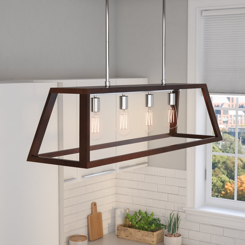 Cedric 4 - Light Kitchen Island Pendant, Satin Nickel