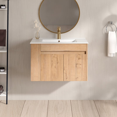 Meuble-lavabo mural simple 30 po avec lavabo en céramique
