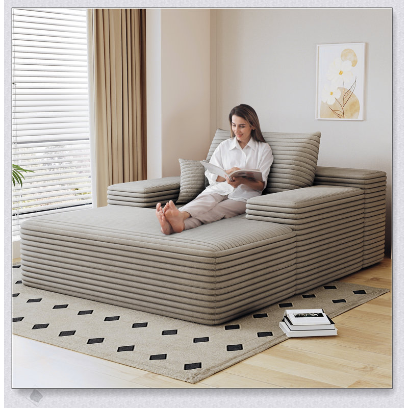 Chaise longue surdimensionnée, canapé-lit moelleux en fausse fourrure pour un confort ultime et une polyvalence dans les salons