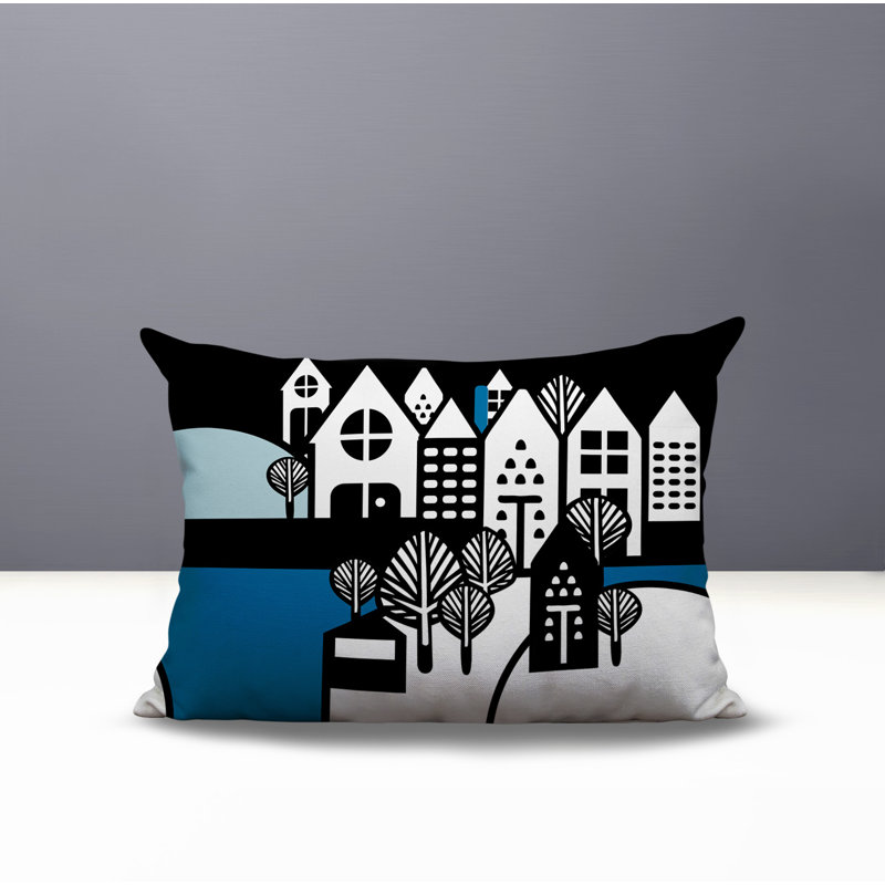 Oreiller rectangulaire réversible intérieur / extérieur Hansen, Rectangle H 14 po x l 20 po, Turquoise