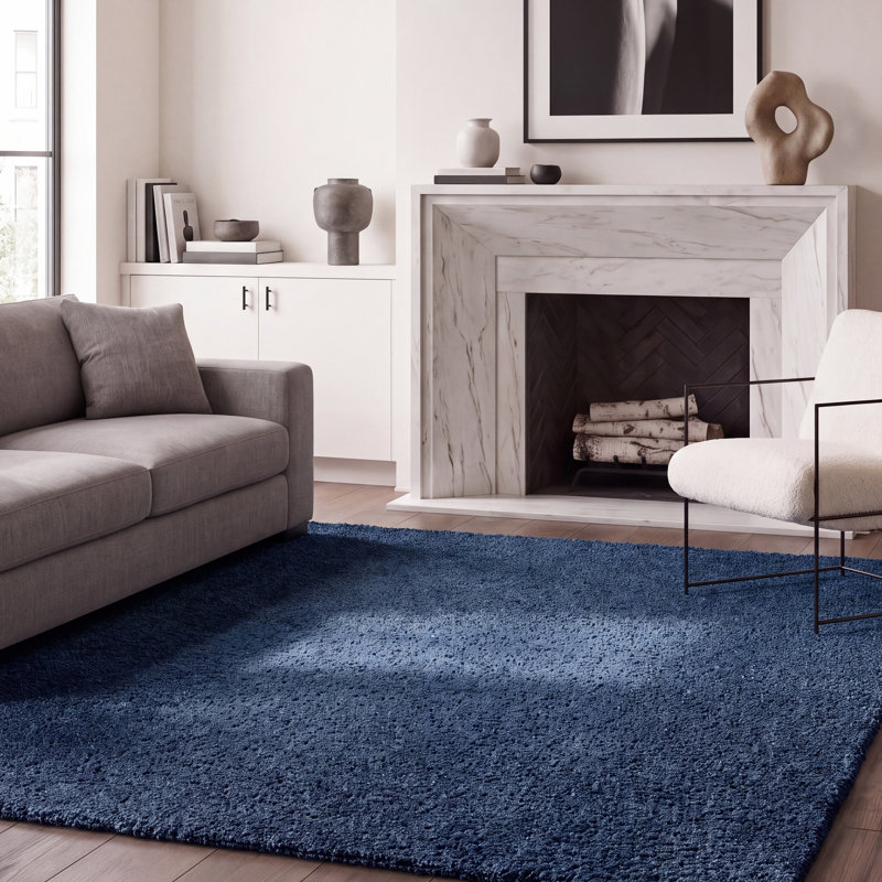 Indoor Rug, Navy, Rectangle 5'3" x 7'6"