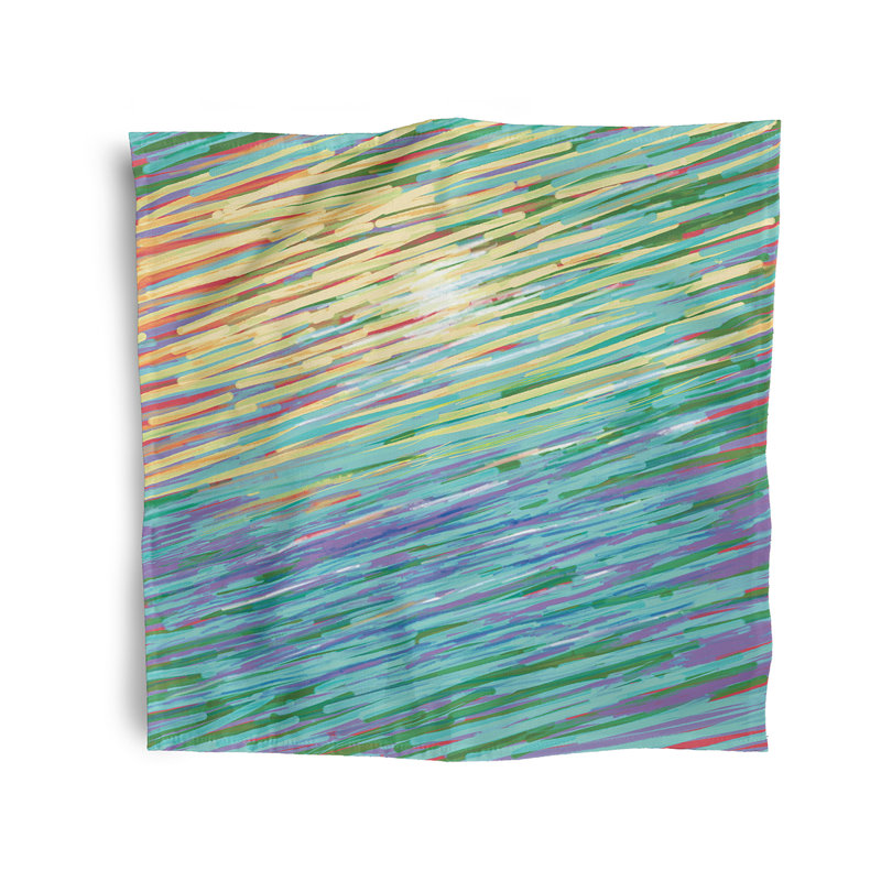 Vernice Polyester Abstract Square Napkin, Blue/Green