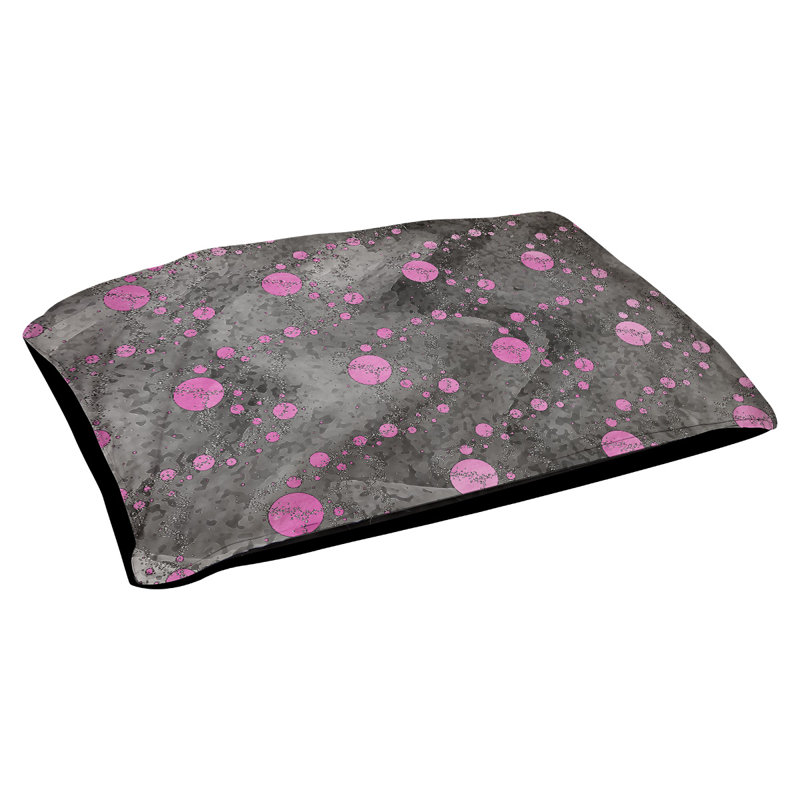 Coussin d'extérieur pour chien Byrge Planets Stars, Très grand (l 52 po x P 42 po x H 17 po), Rose/noir