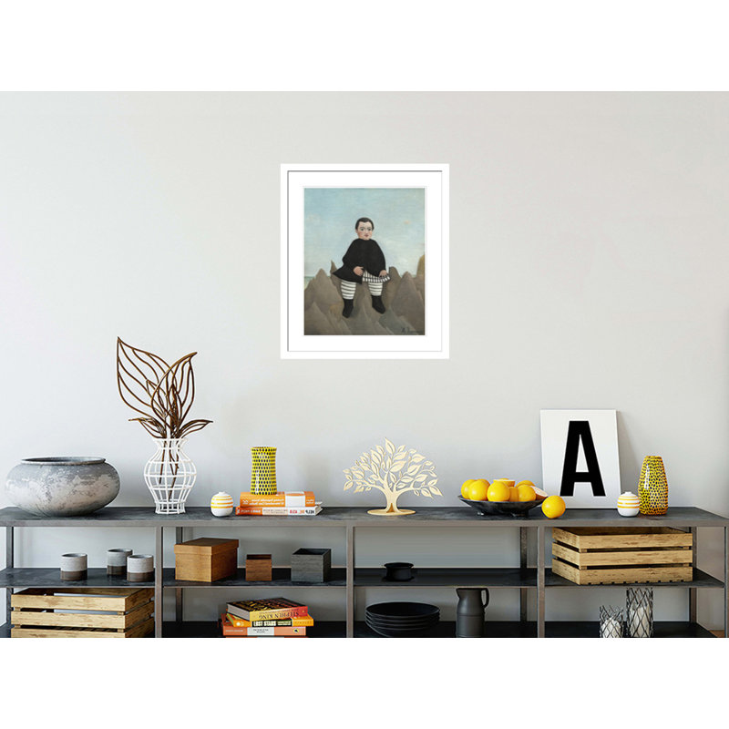 «Boy on the Rocks» par Henri Rousseau, impression giclée sur cadre, H 27,16 po x l 23,5 po