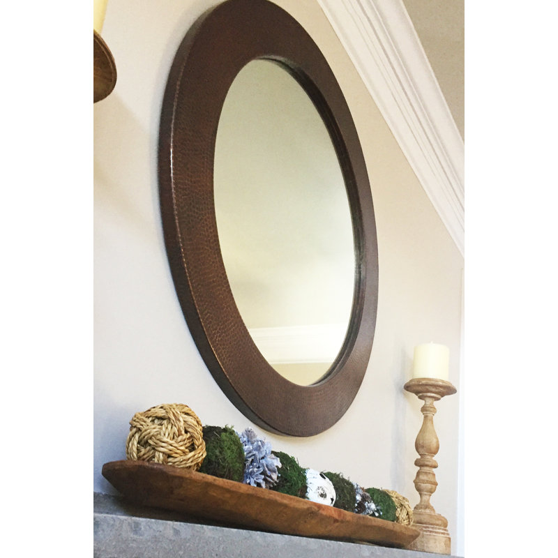 34" Round Hammered Copper Mirror