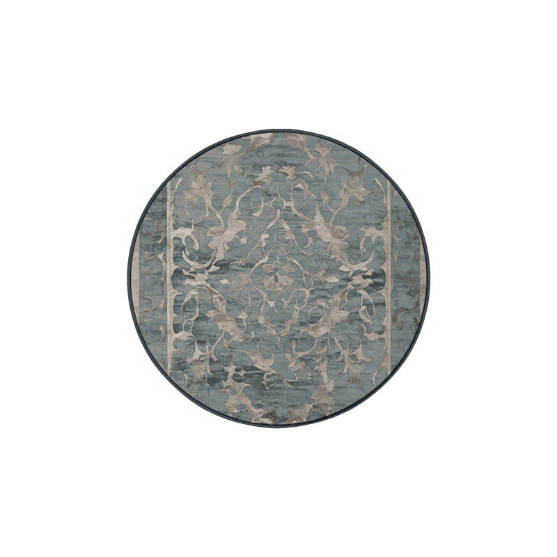 Machine Washable Gray Area Rug, Round 6'