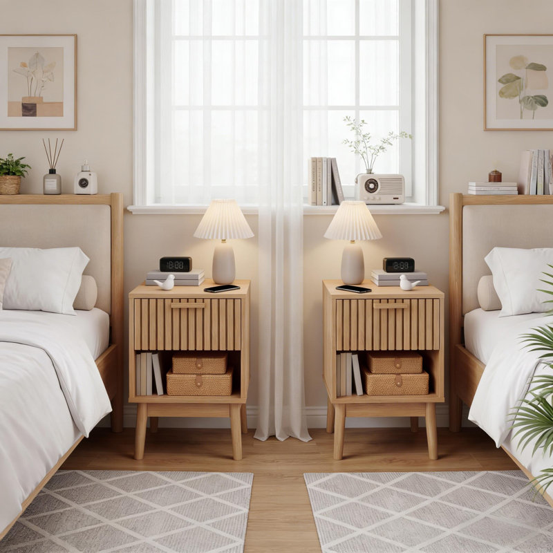 Petite table de chevet avec tiroir et tablette ouverte pour la chambre à coucher et le salon