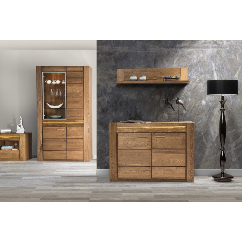 VELVET Solid and Manufactured Oak Wood Wall Shelf, Rustical Oak, 24.4 cm H x 160.8 cm W x 25.4 cm D