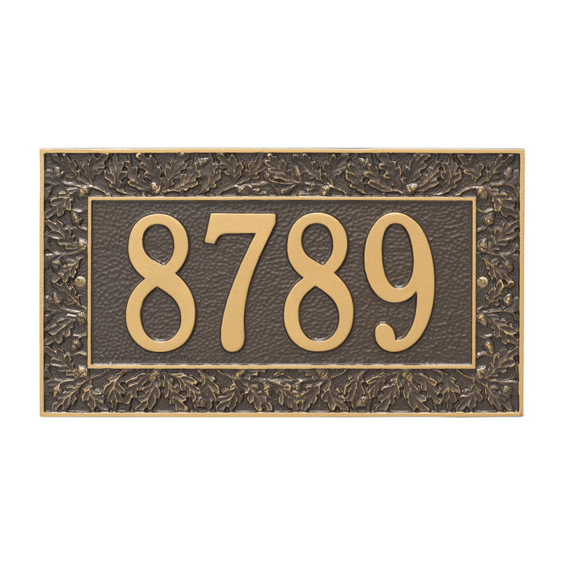 Plaque d'adresse murale 1 ligne Oakleaf, Bronze et doré, Oui