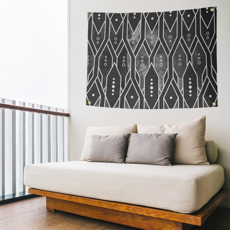 Tapisserie murale treillis, H 26 po x l 36 po, Noir