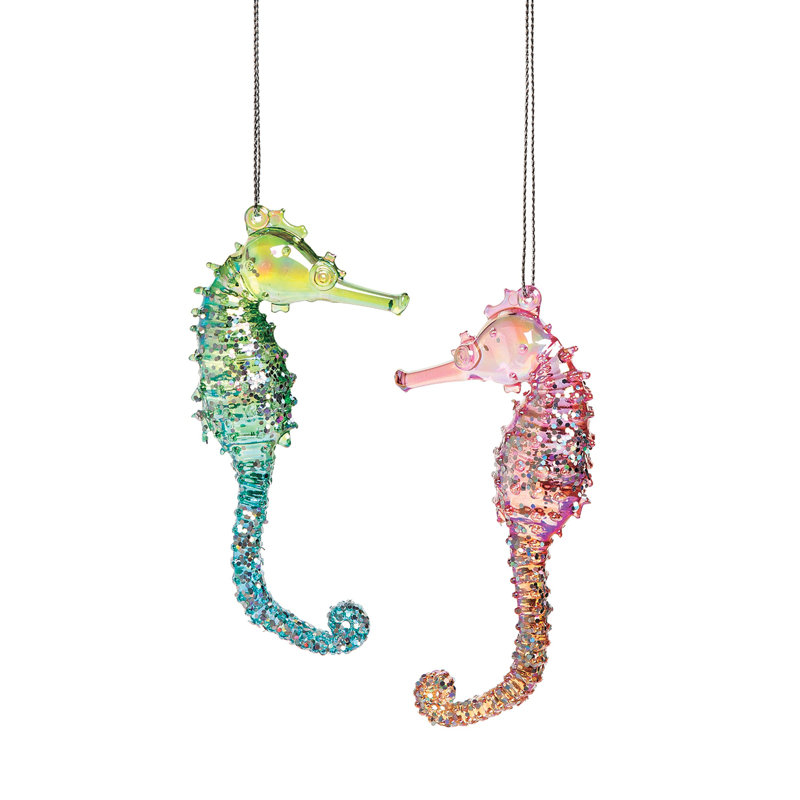 Ornement figurine suspendu hippocampe sparkle