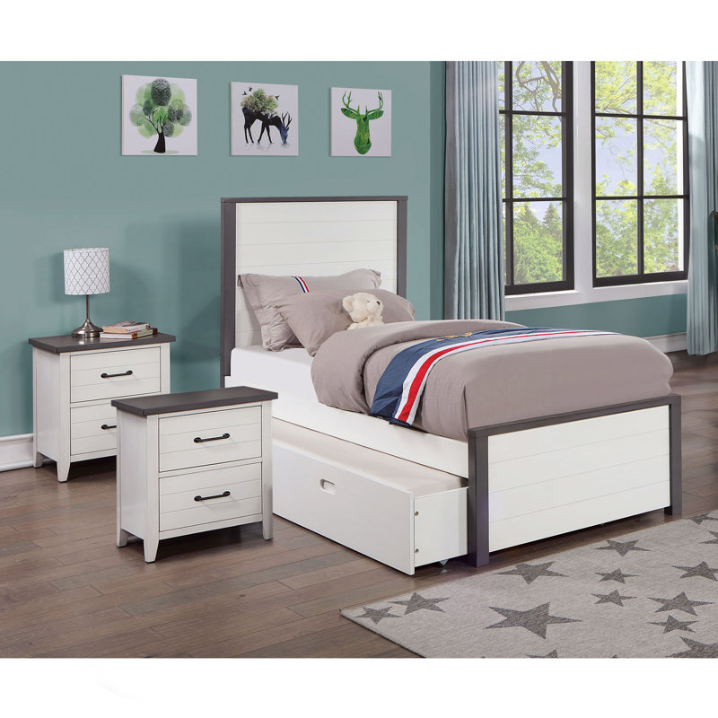 Ensemble de chambre à coucher avec lit gigogne 3 pièces Kaid, Double