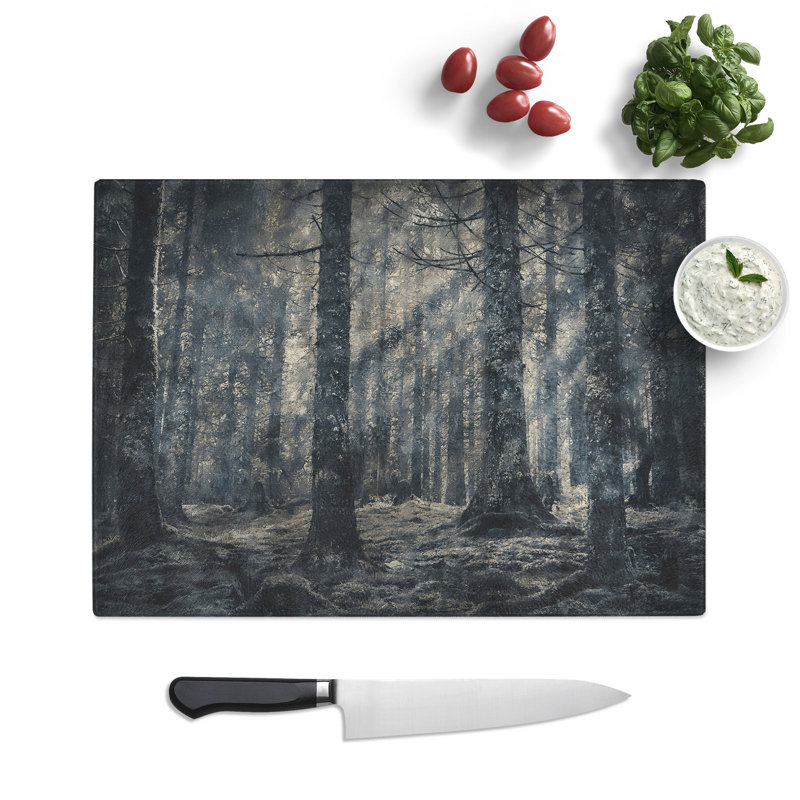 Tempered Glass Pine Tree Forest Chopping Board, 28.5 cm x 39 cm