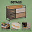 Commode de rangement Rustic Home avec 5 tiroirs en tissu et structure en acier-848392716
