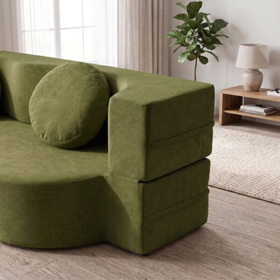 Canapé-lit 2 en 1 pliant avec coussin, canapé-lit simple, canapé-lit pour plancher et futon, canapé-lit pliant en mousse, sans assemblage requis, pour le salon, les invités, le bureau, un appartement