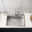Évier 24 po argent brossé avec support solide et robinet en acier inoxydable à rebord épais de calibre 12 - Drain