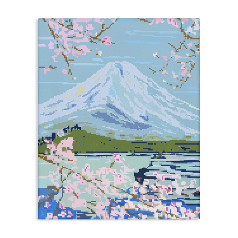 Pixel Mount Fuji, art mural sur toile par Melissa Wang, H 48 po x l 36 po