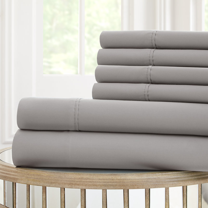 Cool Comfort Microfiber Sheet Set, King Sheet Set + 1 Fitted Sheet + Pillowcase, Gray